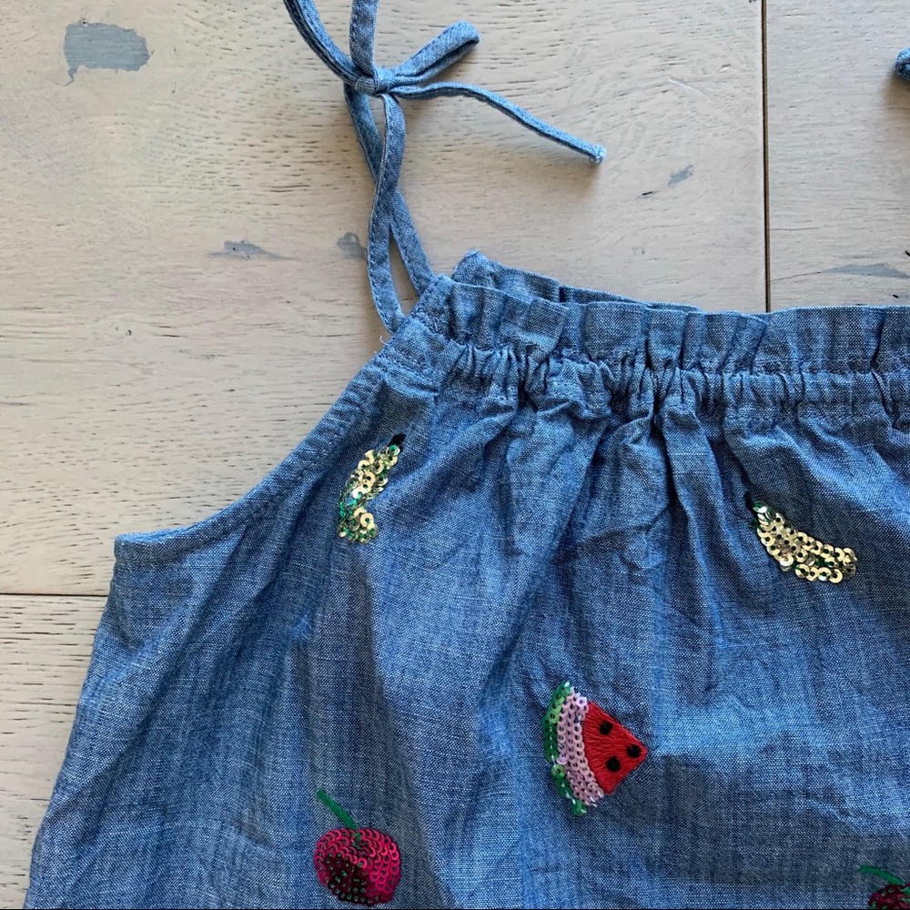 🍒 Sequined fruit chambray cami top by Crewcuts 🍉